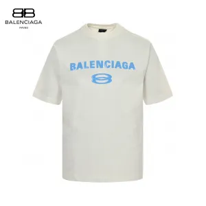 Balenciaga Blue Logo T-Shirt (White)