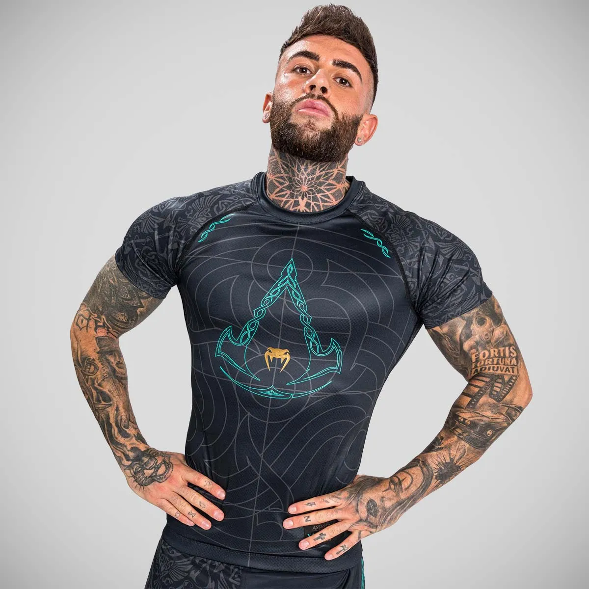 Black Venum Assassin's Creed Reloaded Short Sleeve Rash Guard