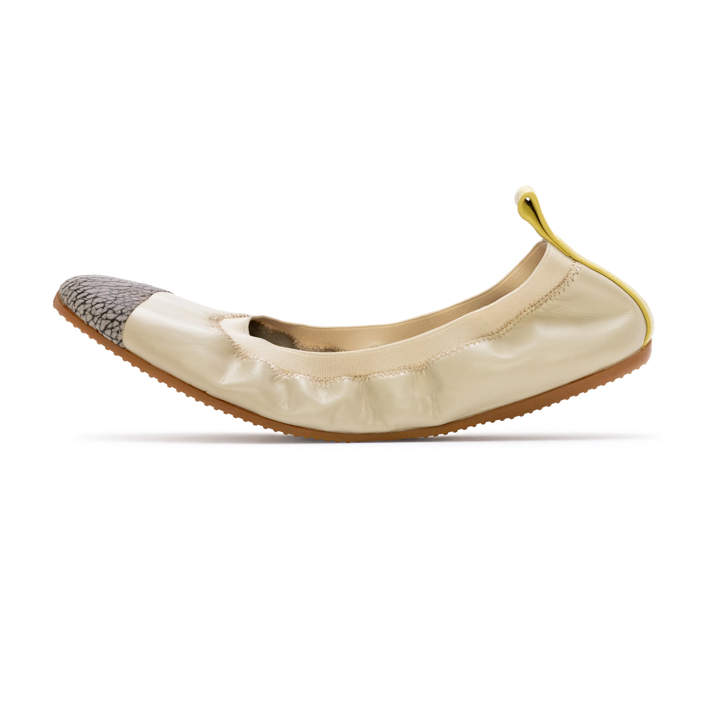 Bobina - Cream and Chartreuse Ballet Flat