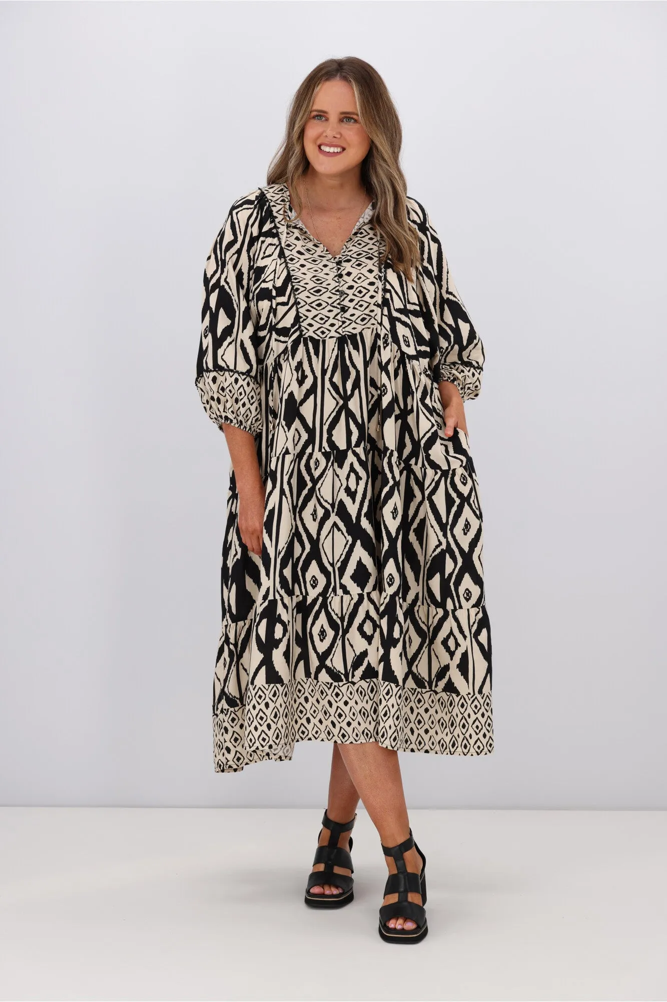 Boho Australia Geraldine Dress Black Beige