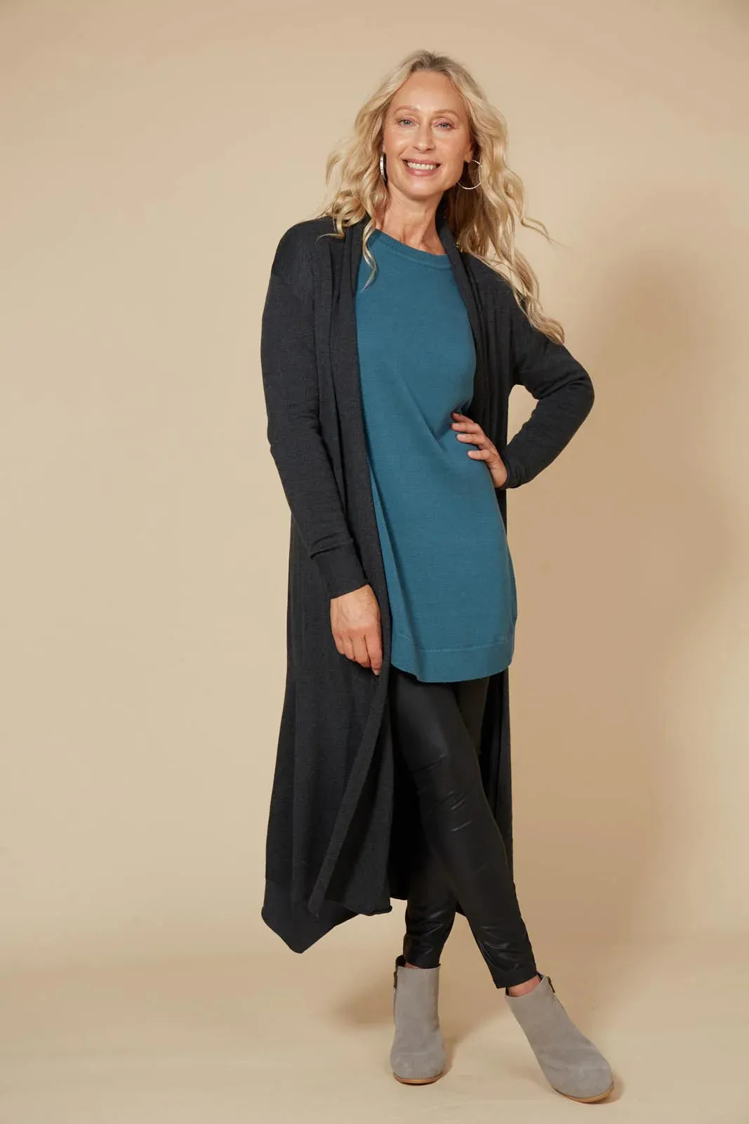 Cleo Longline Cardigan (Fossil)