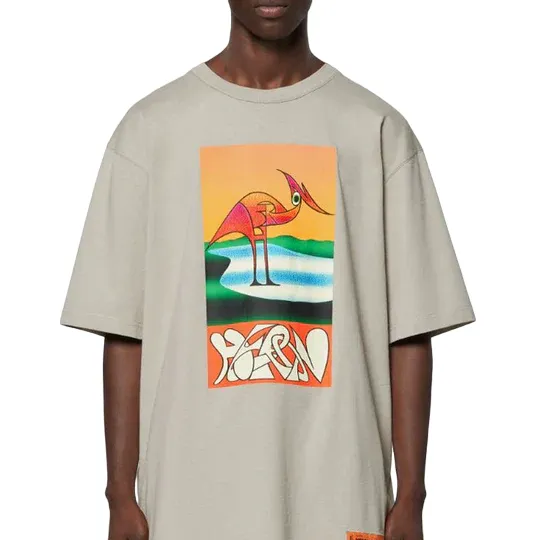 Heron Preston Heron Abstract Oversized T-Shirt Grey Orange