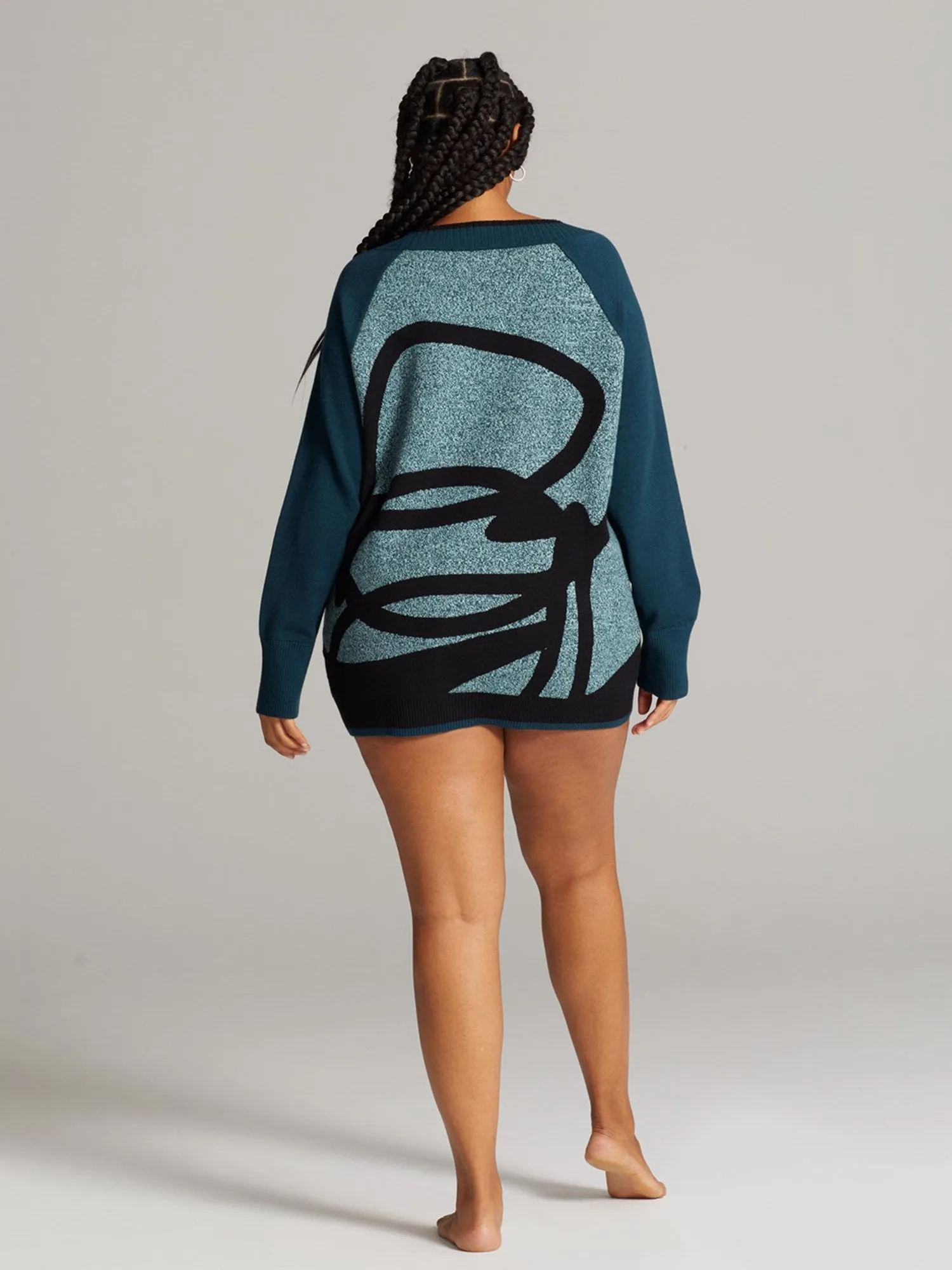 Indy Abstract Print V-Neck Sweater