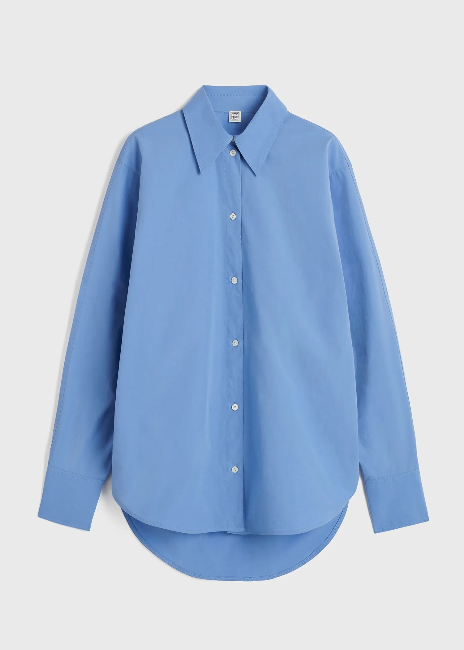 Kimono-sleeve poplin shirt cornflower