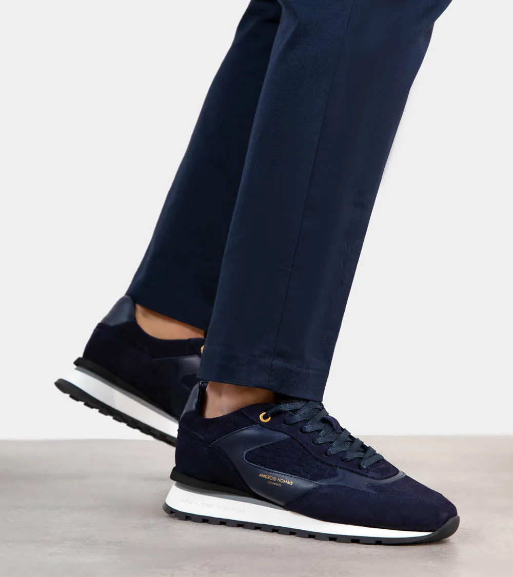 Lechuza Racer | Navy Caiman Croc Emboss Suede AHP241-10