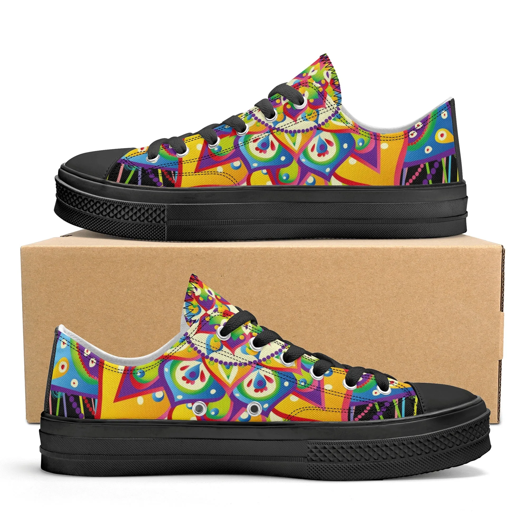 Mandala Pattern - Womens Classic Low Top Canvas Shoes for Footwear Lovers