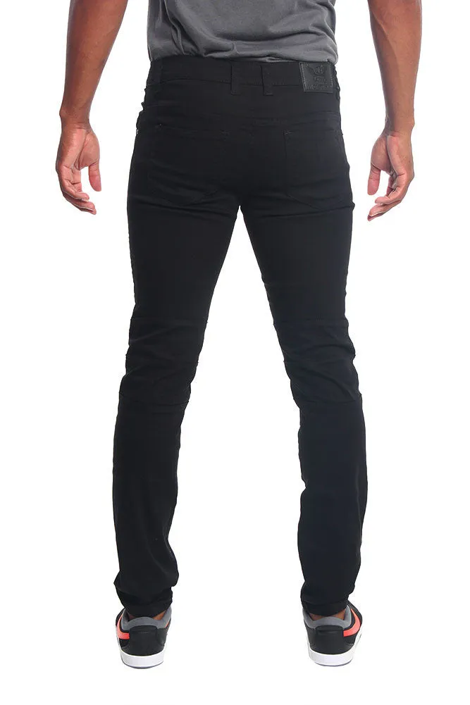 Men's Biker Twill Skinny Pants (Black)