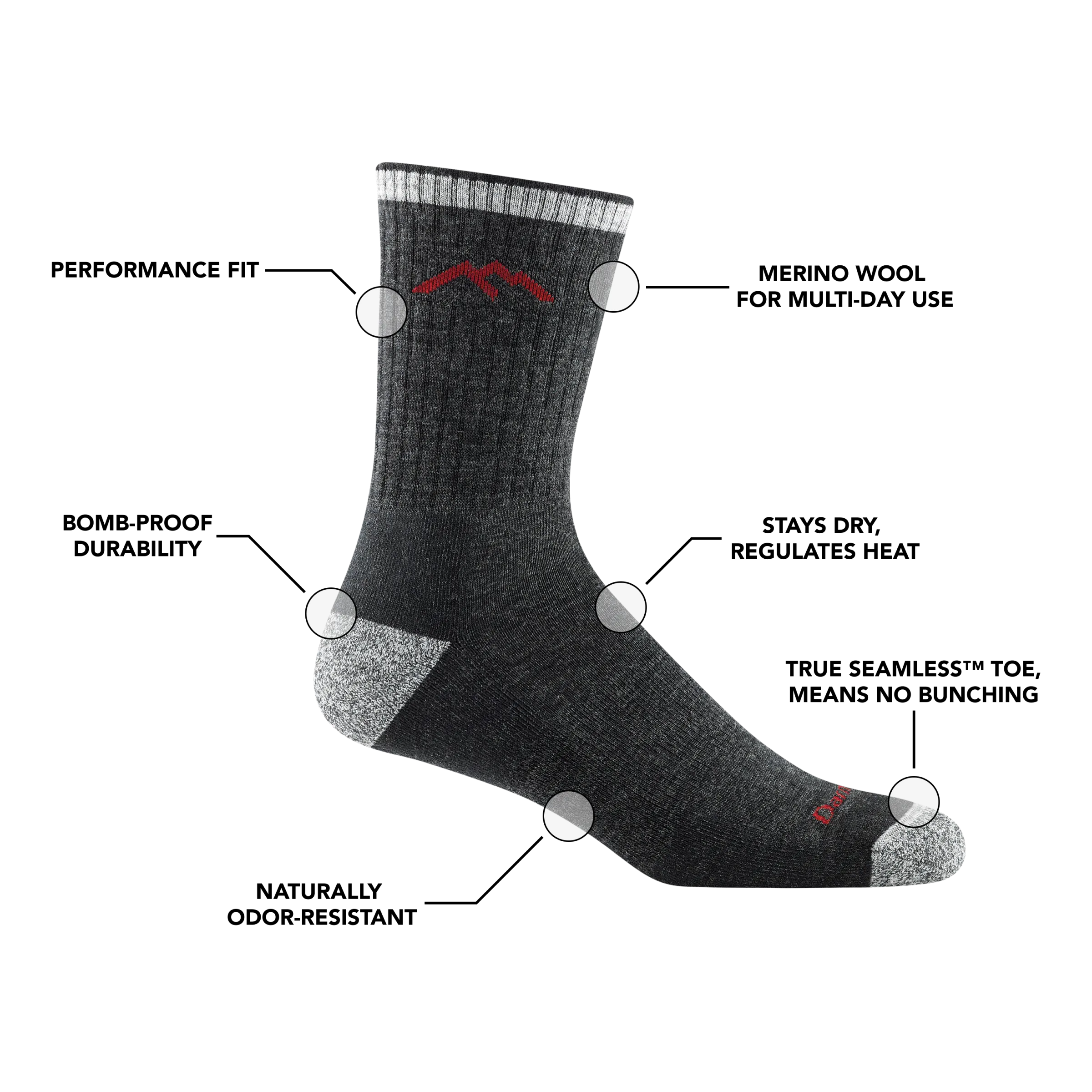 Men's Hiker Micro Crew  Midweight Hiking Sock