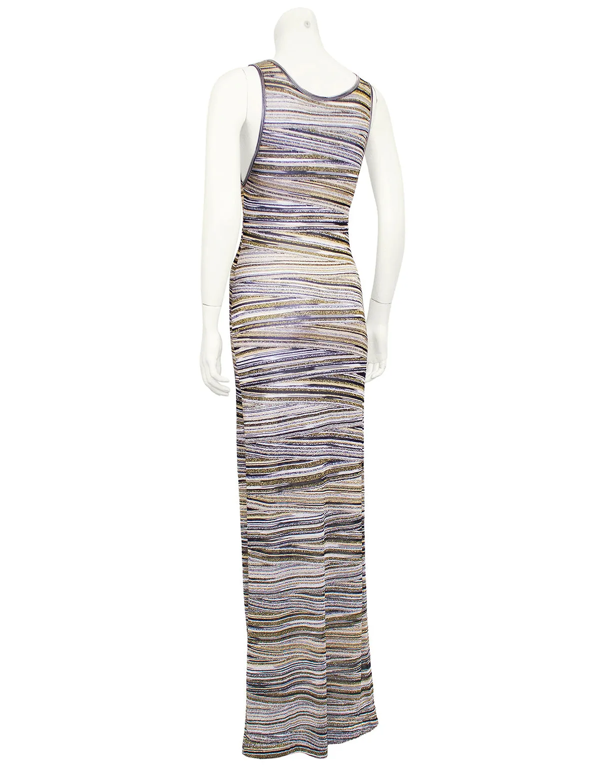 Metallic Abstract Stripe Knit Maxi Dress