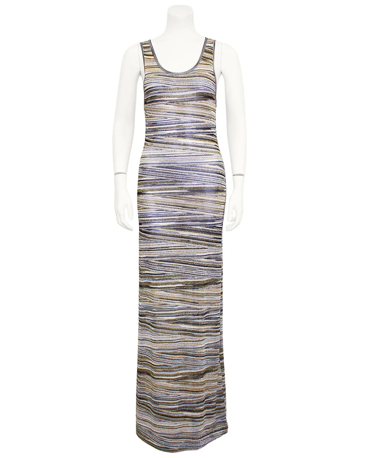 Metallic Abstract Stripe Knit Maxi Dress