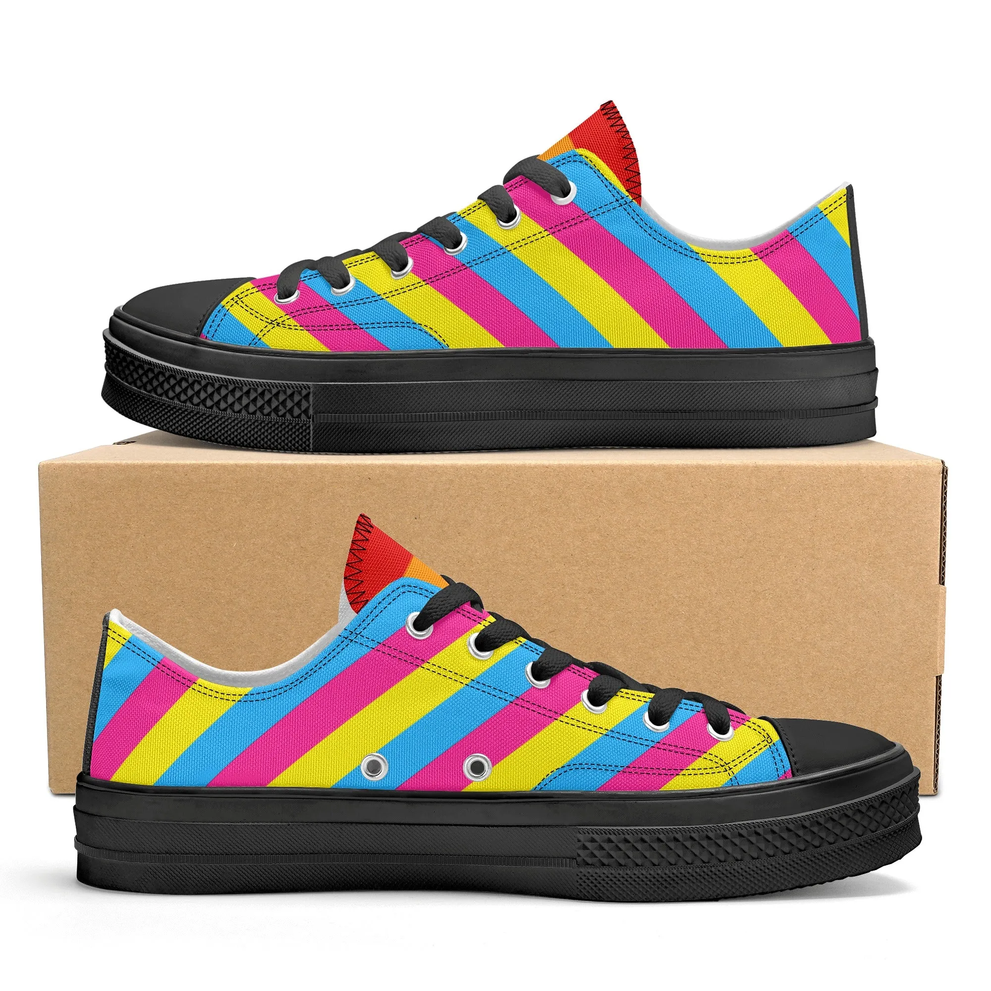 Pansexual Pride Collection - Womens Classic Low Top Canvas Shoes for the LGBTQIA  community