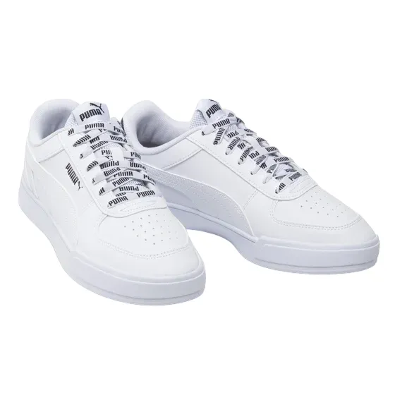 Stylish Puma Mens Caven Logomania Sneakers 383857-01 in Classic White