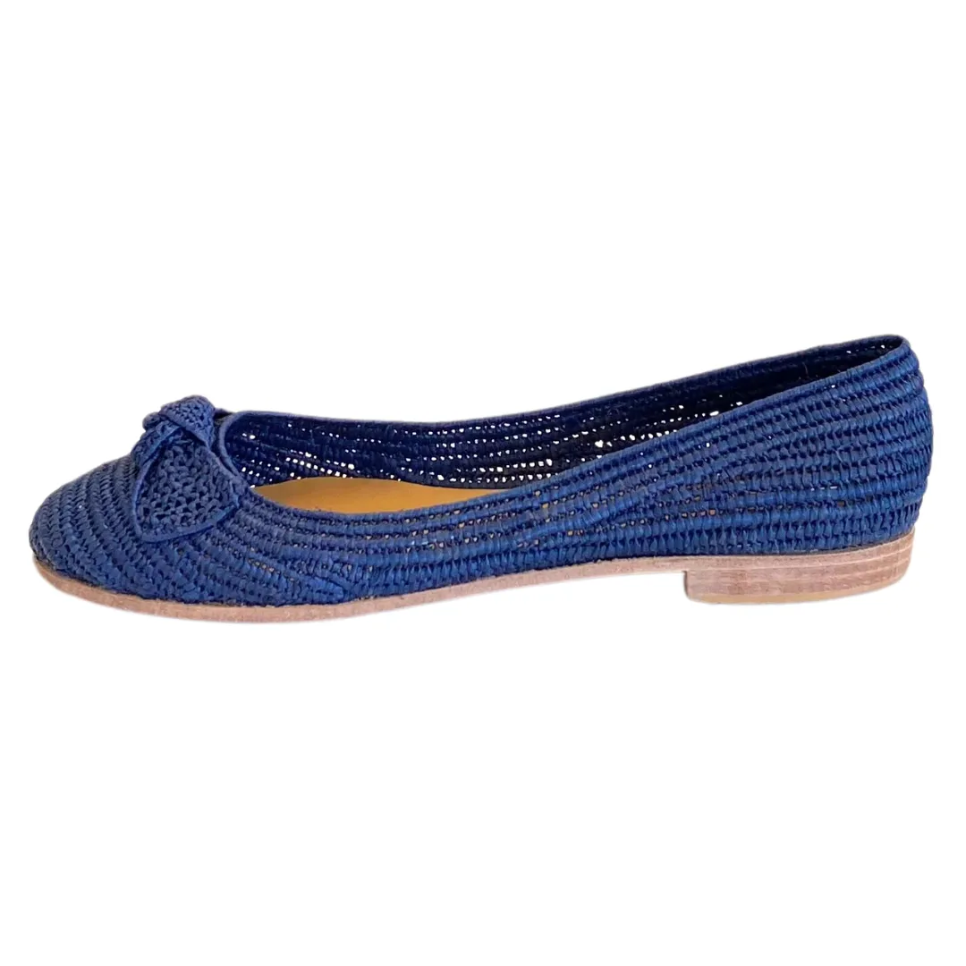 Raffia Ballet Flats (Navy)