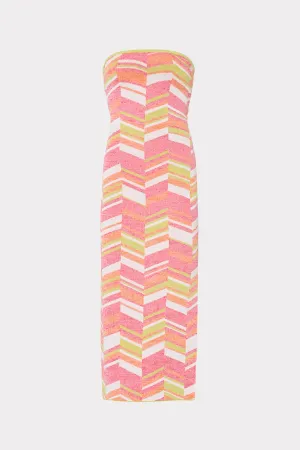 Strapless Multicolor Chevron Knit Dress