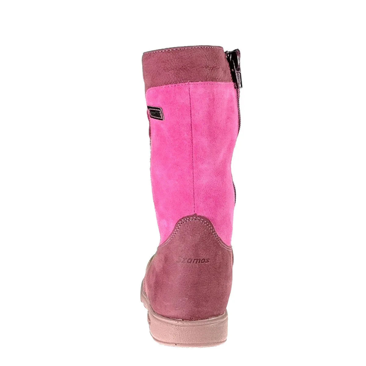 Szamos kid girl supinated boots pink and mauve with hearts and side zipper little kid/big kid size