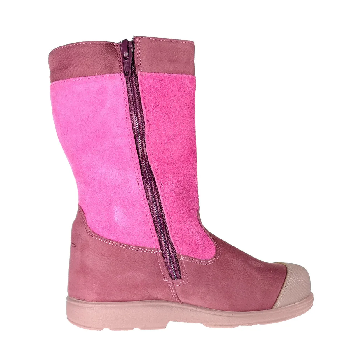 Szamos kid girl supinated boots pink and mauve with hearts and side zipper little kid/big kid size