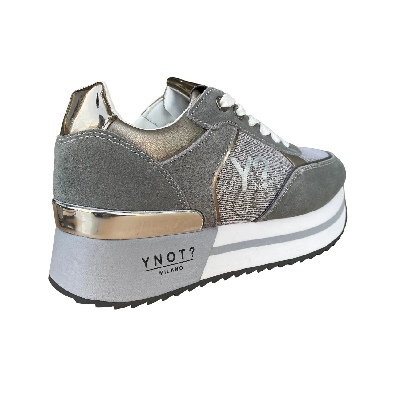 YNot women's sneakers shoe with wedge YNI3510 D9ASH grey-silver