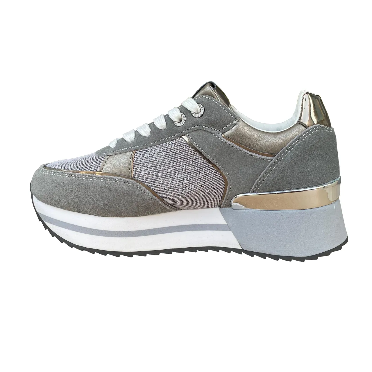 YNot women's sneakers shoe with wedge YNI3510 D9ASH grey-silver