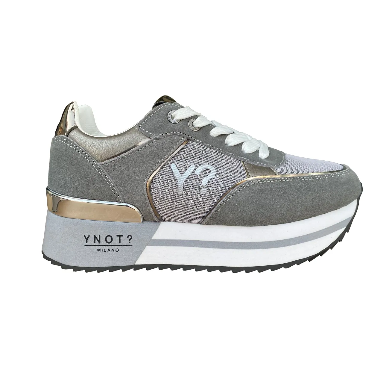 YNot women's sneakers shoe with wedge YNI3510 D9ASH grey-silver